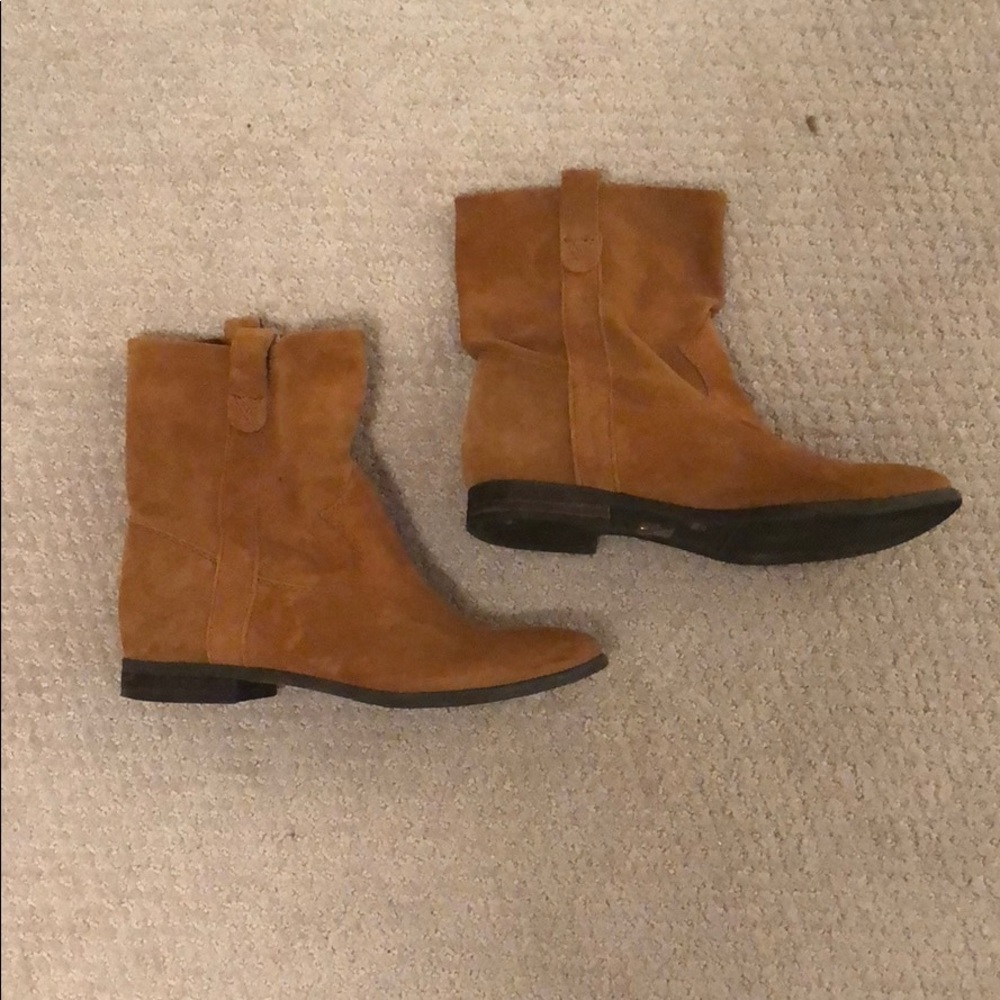 Brown suede booties